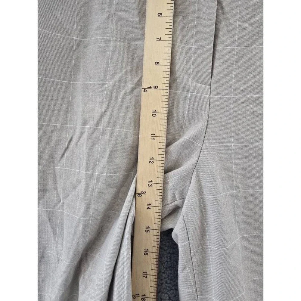 Calvin Klein Windowpane Print Wide Leg Pants Women's 8 Wicker Multi Zip Hook&Bar